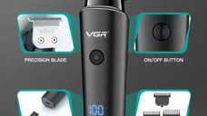 Aparat de Tuns si Ras,  VGR V-937, Lame din Otel, Fara fir, Baterie Lithium 2000 mAh, Cablu USB pentru incarcare, Negru