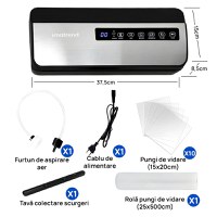 Aparat de vidat si sigilat alimente IMA Trend, 130W cu 80kpa, 5 functii vidare umed/uscata/soft, 30 cm, Gri - 3