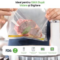 Aparat de vidat si sigilat alimente IMA Trend, 130W cu 80kpa, 5 functii vidare umed/uscata/soft, 30 cm, Gri - 9