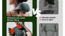 Aparat Masaj Cervical Multifunctional JustNet®, 4D Shiatsu pentru Gat, Umeri, Spate, Brate si Gambe