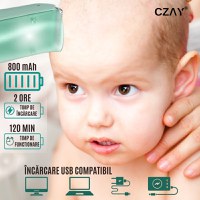 Aparat Tuns Bebelusi Ultra Silentios CZAY®, Aspirare Par, Lame Inox si Ceramica, 2 Trepte Viteza, USB, 2 Piepteni - 3