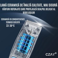 Aparat Tuns Bebelusi Ultra Silentios CZAY®, Aspirare Par, Lame Inox si Ceramica, 2 Trepte Viteza, USB, 2 Piepteni - 6