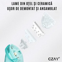 Aparat Tuns Bebelusi Ultra Silentios CZAY®, Aspirare Par, Lame Inox si Ceramica, 2 Trepte Viteza, USB, 2 Piepteni - 7