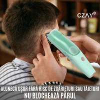 Aparat Tuns Bebelusi Ultra Silentios CZAY®, Aspirare Par, Lame Inox si Ceramica, 2 Trepte Viteza, USB, 2 Piepteni - 8