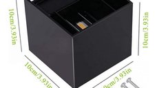 Aplica Exterior Techstar® LED Light CUBE , Putere 6W, A+, Rezistenta la Apa si Praf, Alb Cald, 3000K, Aluminiu, Negru
