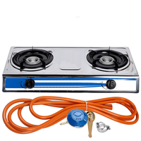 Aragaz din inox, 2 ochiuri, aprindere pe quartz + Kit reglabil gpl RH-10 + Tub flex 2M+2 Coliere - 1