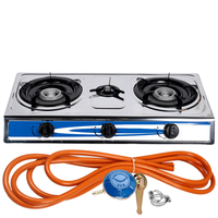 Aragaz din inox, 3 ochiuri, aprindere pe quartz + Kit reglabil gpl RH-10 + Tub flex 2M+2 Coliere - 1