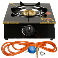 Aragaz din sticla securizata, 1 ochi, aprindere pe quartz + Kit reglabil gpl RH-10 + Tub flex 2M+2 Coliere - 1