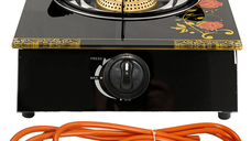 Aragaz din sticla securizata, 1 ochi, aprindere pe quartz + Kit reglabil gpl RH-10 + Tub flex 2M+2 Coliere