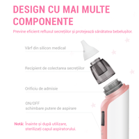 Aspirator nazal electric IMA Baby pentru bebelusi si copii silentios, 6 Trepte de Aspirare, Portabil, cu USB, 500mAh - 4