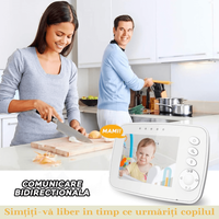 Baby Monitor pentru bebelusi,Sistem Monitorizare Video si Audio Wireless, Raza 300 m, Ecran de 3,2 inch, temperatura - 7