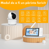 Baby Monitor WiFi 2in1 cu Aplicatie telefon, Camera Audio-Video Multi View, VisionHub®, Ecran UltraHD 1080P de 5inch - 11