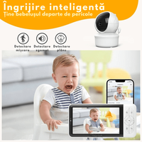 Baby Monitor WiFi 2in1 cu Aplicatie telefon, Camera Audio-Video Multi View, VisionHub®, Ecran UltraHD 1080P de 5inch - 6