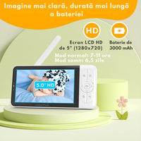 Baby Monitor WiFi 2in1 cu Aplicatie telefon, Camera Audio-Video Multi View, VisionHub®, Ecran UltraHD 1080P de 5inch - 9