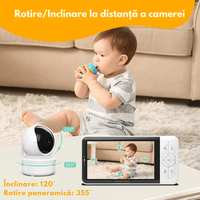 Baby Monitor WiFi 2in1 cu Aplicatie telefon, Camera Audio-Video Multi View, VisionHub®, Ecran UltraHD 1080P de 5inch - 4