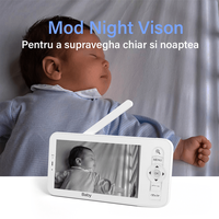 Baby Monitor WiFi 2in1 cu Camera Audio-Video Multi View, UltraHD/5” Night Vision, Aplicatie Telefon, Rotire 355°/90° - 10
