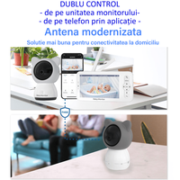Baby Monitor WiFi 2in1 cu Camera Audio-Video Multi View, UltraHD/5” Night Vision, Aplicatie Telefon, Rotire 355°/90° - 8
