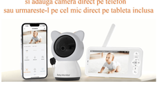 Baby Monitor WiFi 2in1 cu Camera Audio-Video Multi View, UltraHD/5” Night Vision, Aplicatie Telefon, Rotire 355°/90°