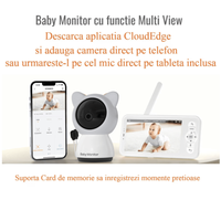 Baby Monitor WiFi 2in1 cu Camera Audio-Video Multi View, UltraHD/5” Night Vision, Aplicatie Telefon, Rotire 355°/90° - 1
