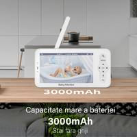 Baby Monitor WiFi 2in1 cu Camera Audio-Video Multi View, UltraHD/5” Night Vision, Aplicatie Telefon, Rotire 355°/90° - 2