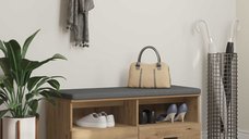 Banca de hol cu perna si 2 sertare, stejar artizanal, 100 x 38 x 46 cm
