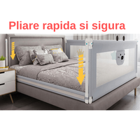 Bariera protectie pat HappyKID culisanta XXL 180 cm Baby Bear, inaltime reglabila 68-98 cm - 8