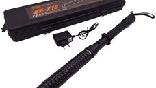 Baston cu electrosoc extensibil IdeallStore®, X10 Rogue, negru, full metalic, 49 cm, cutie transport
