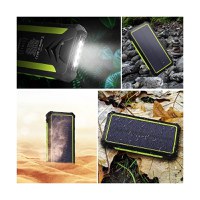 Baterie externa solara A+ Emeszon® 36000 mAh Type C USB 3A, incarcare wireless, IP66, LED, Quick Charge 3.0, negru-verde - 9