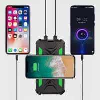 Baterie externa solara A+ Emeszon® 36000 mAh Type C USB 3A, incarcare wireless, IP66, LED, Quick Charge 3.0, negru-verde - 13