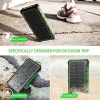 Baterie externa solara A+ Emeszon® 36000 mAh Type C USB 3A, incarcare wireless, IP66, LED, Quick Charge 3.0, negru-verde - 12