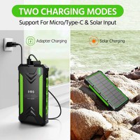 Baterie externa solara A+ Emeszon® 36000 mAh Type C USB 3A, incarcare wireless, IP66, LED, Quick Charge 3.0, negru-verde - 11