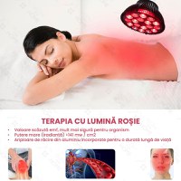 Bec terapeutic cu lumina infrarosie GlowforHome, vindecare leziuni, 18 LED-uri 660 nm, 850nm infrarosu, dulie E27, negru - 12