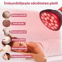 Bec terapeutic cu lumina infrarosie GlowforHome, vindecare leziuni, 18 LED-uri 660 nm, 850nm infrarosu, dulie E27, negru - 9