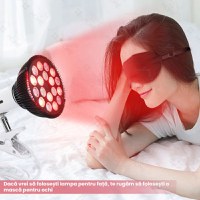 Bec terapeutic cu lumina infrarosie GlowforHome, vindecare leziuni, 18 LED-uri 660 nm, 850nm infrarosu, dulie E27, negru - 2