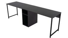 Birou de studiu, Hanah Home, pal melaminat, antracit si negru, 240x60x74 cm