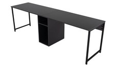 Birou de studiu, Hanah Home, pal melaminat, antracit si negru, 240x60x74 cm