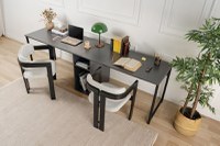 Birou de studiu, Hanah Home, pal melaminat, antracit si negru, 240x60x74 cm - 2