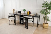 Birou de studiu, Hanah Home, pal melaminat, antracit si negru, 240x60x74 cm - 3