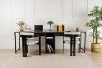 Birou de studiu, Hanah Home, pal melaminat, antracit si negru, 240x60x74 cm - 4