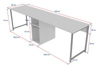 Birou de studiu, Hanah Home, pal melaminat, antracit si negru, 240x60x74 cm - 9