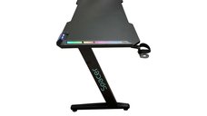 Birou gaming Spacer SPGD-RGB-140-01, 140 x 60 cm, fibra de carbon, picioare reglabile, iluminare RGB