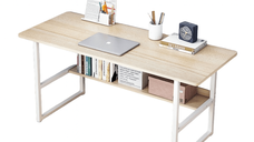 Birou pentru calculator cu raft HomeOFFICE, model scandinav,Maro,picioare metal,100x45x72 cm