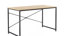 Birou, stejar / negru, 150x60 cm, MELLORA