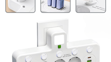 Bloc Multipriza / Priza Multipla 2500W, 4 Prize Schuko + 2 USB-A + 1 USB-C, Alb