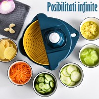 Bol Multifunctional 9 in 1 cu 6 Atasamente razatoare, Aparat de decojit inclus, Functie strecuratoare - 7