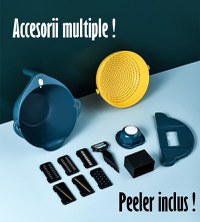 Bol Multifunctional 9 in 1 cu 6 Atasamente razatoare, Aparat de decojit inclus, Functie strecuratoare - 2