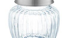 Borcan depozitare cu capac metalic 600ml, sticla, AMBITION Curly