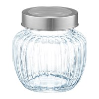 Borcan depozitare cu capac metalic 600ml, sticla, AMBITION Curly - 1