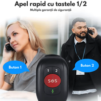 Bratara inteligenta 4G cu buton de panica pentru varstnici, Ceas Smart GPS pentru seniori cu buton SOS, monitorizare - 6