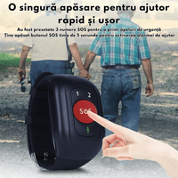 Bratara inteligenta 4G cu buton de panica pentru varstnici, Ceas Smart GPS pentru seniori cu buton SOS, monitorizare - 4